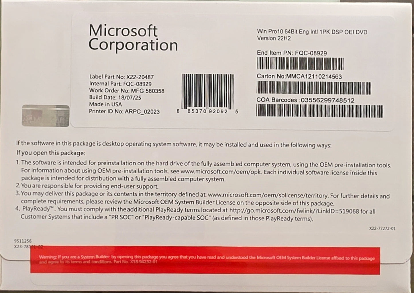 Windows 10 Pro DVD installation disc original packaging ready to install