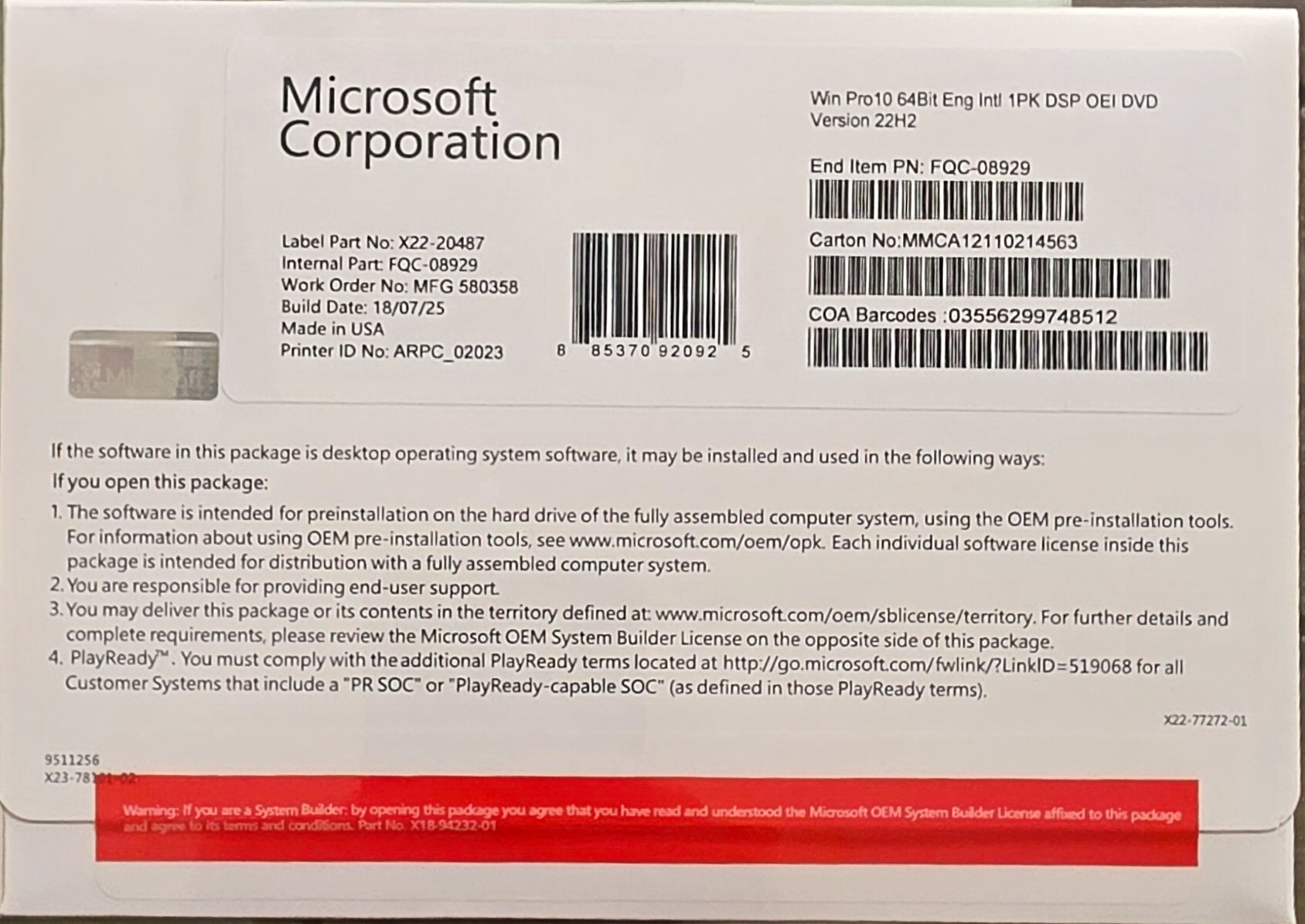 Windows 10 Pro DVD installation disc original packaging ready to install